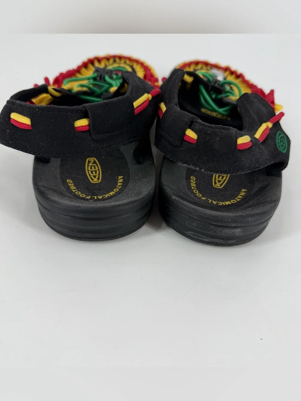 KEEN Uneek Sandals in Rasta Colorway 2 Cord Braided Construction Size 12